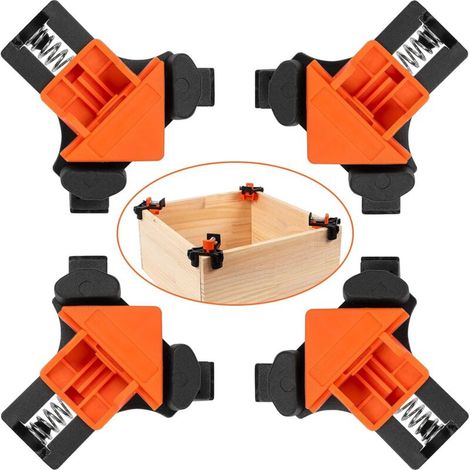 4er-set 90-grad-winkelklemmen, Eckklammer Für Holzarbeiten, Rechtwinkel-klemmfixierer, Verstellbares Spannwerkzeug Mit Handwerkzeugen (orange + Schwarz)