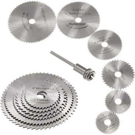 Nouveau 7-teiliges Hss-sägeblatt-set Für Drehwerkzeuge, Kreissägeblätter Aus Holz Mit Dremel-aufnahme Und Verlängerungsstange 1/8" (3,175 Mm)