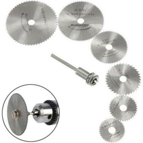Nouveau 7-teiliges Hss-sägeblatt-set Für Rotationswerkzeuge, Kreissägeblätter Aus Holz Mit Dremel-aufnahme Und Verlängerungsstange 1/8" (3,175 Mm)
