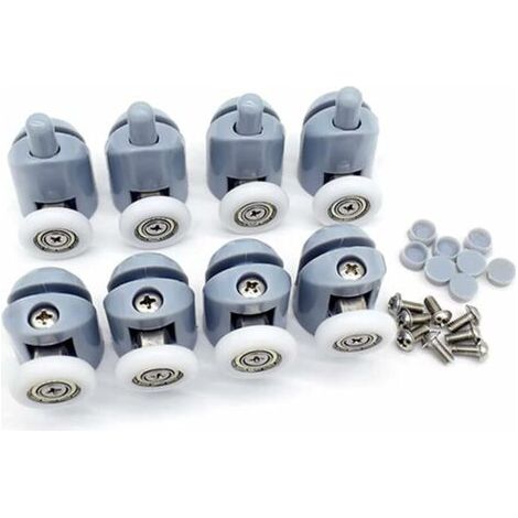 Set Aus 8 Duschabtrennungsrollen – Ersatzteile Für Duschtüren – 4 Obere + 4 Untere Rollen – 23 Mm