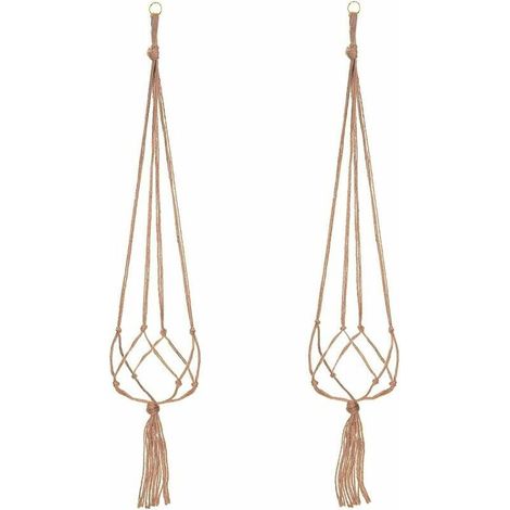 Macrame-pflanzenaufhängung, 2er-set, Hängekorb Für Blumentöpfe, 4 Seilstränge, 105 Cm, Dekoration Für Balkon Und Zuhause