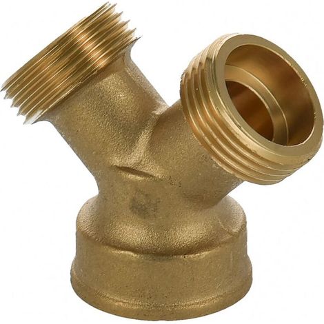 Y-verbindungsstück Für Waschmaschinen-zulaufschlauch - Überwurfmutter 3/4" - Doppelter Außengewindeausgang 3/4" - Rohmessing - Einfache Und Langlebige Installation