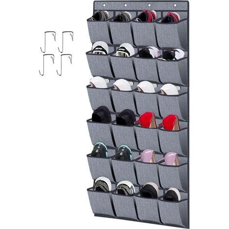 Türhänge-schuhregal Mit 24 Taschen – Maße 56 X 156 Cm – Material: Vliesstoff – Inklusive Haken Für Einfache Installation