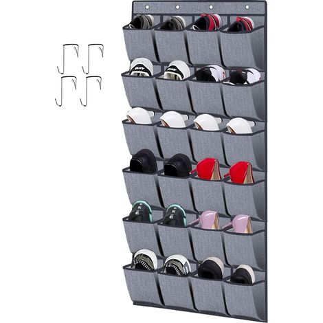 Türhänge-schuhorganizer Mit 24 Taschen – Maße 56 X 156 Cm – Material: Vliesstoff – Inklusive Haken Für Einfache Installation