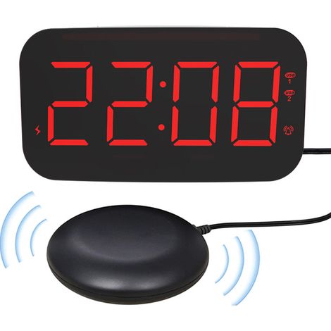 Leistungsstarker Wecker Für Tiefschläfer, Progressive Lautstärke/vibration In 3 Stufen, Automatische Helligkeit, 7 Nachtlichter, Vibrationswecker Mit Bettlerüttler, 12/24-stunden-format, 2 Usb-anschlü
