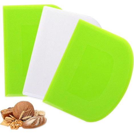 3 Stück Horn-pastetenwerkzeug, Kunststoff-teigschaber, 12x9,5 Cm Küchenschaber Für Küche, Konditorei, Crêpes, Teig, Käse (grün+weiß)