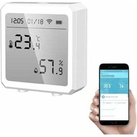 Smartes Wifi-thermometer Und Hygrometer + Bluetooth-temperatur- Und Feuchtigkeitssensor Mit Hintergrundbeleuchtung Für Innen- Und Außenbereich, Tuya-app-steuerung (weiß)