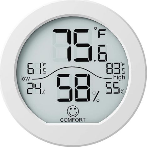 Digitaler Hygrometer-thermometer, Präzisionskalibrierung, Lcd-temperatursensor Mit Aufzeichnung Von Maximal- Und Minimalwerten, Weiß