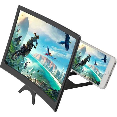 Handy-lupen-vergrößerer, 12-zoll-3d-bildschirm, Faltbarer Smartphone-vergrößerer Mit 3-4-fachem Zoom Und Gewölbtem Oberflächendesign, Vergrößerungsfolie Für Alle Smartphones