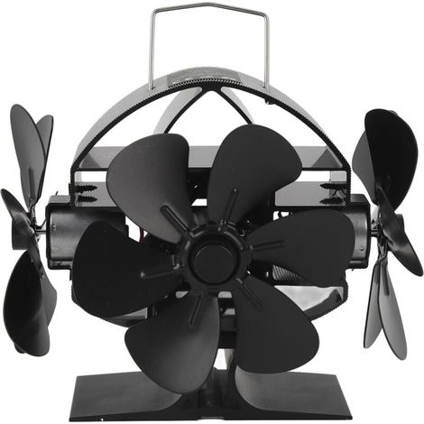 Thermischer Ventilator Für Holzofen, 3 Köpfe Und 18 Aluminiumflügel, 270-grad-luftstrom, Schutzgriff