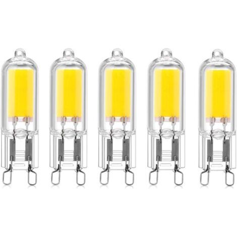 5 Stück 2w G9 Cob-led-kapsellampen, 220v, 200 Lumen, Entsprechen 10w-20w Halogenlampen, Für Kronleuchter, Tischlampe, Wandlampe, Warmweiß 3000k [energieeffizienzklasse A++]