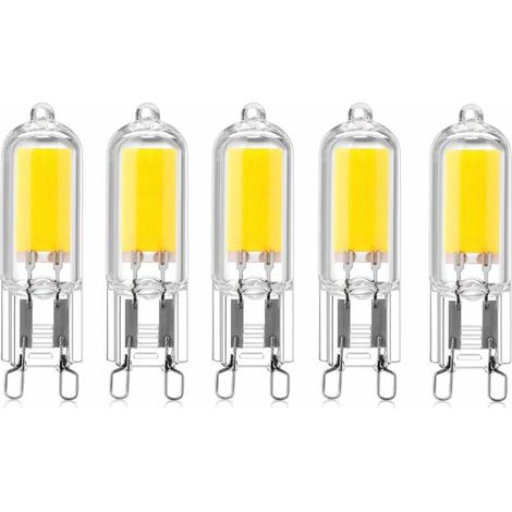 5er-pack 2w G9 Cob-led-kapsellampen, 220v, 200 Lumen, Entspricht 10w-20w Halogenlampen, Für Kronleuchter, Tischlampe, Wandleuchte, Warmweiß 3000k [energieeffizienzklasse A++]