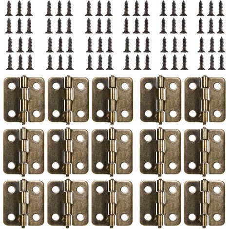 Antike Messingfarbene Flache Scharniere 18 × 15 Mm – 50er Pack Mit 200 Schrauben Für Schmuckkästchen, Bijouterie Und Diy-möbel