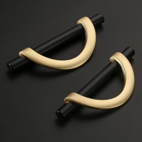 2er-set Glänzende Schwarze Und Goldene Möbelgriffe Mit Schrauben Aus Zinklegierung, Geeignet Für Büros Und Schubladen, Lochabstand: 96 Mm