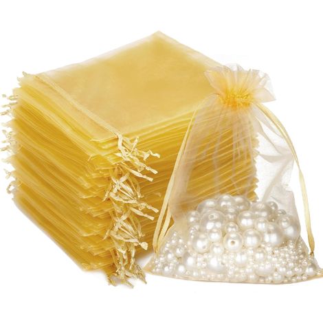 100 Stück (79 Cm) Goldene Organza-geschenktüten, Schmuckbeutel, Lavendelsäckchen, Geeignet Für Geschenke Wie Schmuck, Süßigkeiten, Hochzeiten