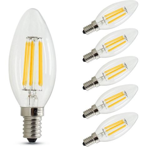 E14 Kerzenlampe Dimmbar, Flamme, 4w Entspricht 40w Glühlampe, Warmweiß (2700k), 400lm, 6er-pack [energieklasse A+]