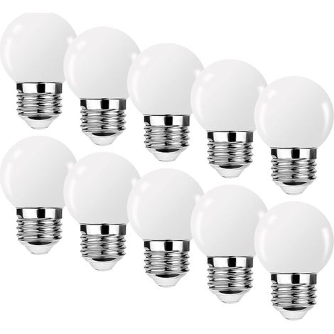 Led-glühbirne E27 3w G45, Led-glühbirne 3w, Mini-globus Golfball E27 G45, Warmweiß, Abstrahlwinkel 360°, Nicht Dimmbar, 10er-pack [energieeffizienzklasse G]