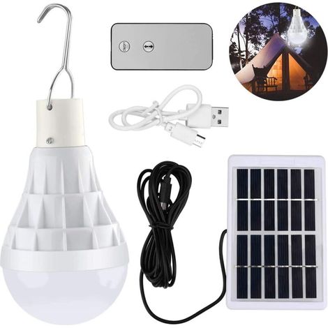 Solarbetriebene Led-glühbirne, 12w Wiederaufladbare Notfall-solarlampe Mit Fernbedienung Für Außenbereich, Wandern, Camping, Angelzelt - Fei Yu