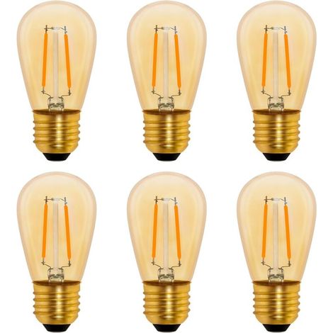 S14 Vintage Led-glühfadenlampe E27, 1w Amber Edison Ersatz Für 10w Glühlampe, Nicht Dimmbar, Warmweiß 2200k, Ac 220v, 6er-pack