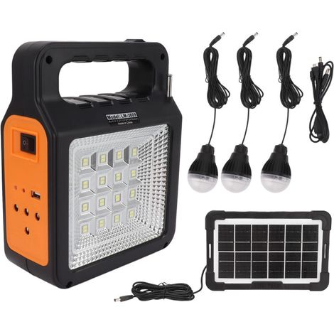 Tragbare Solar-powerbank 6000mah – Solarmodul 24,5 X 16 Cm – 3 Led-lampen 3w – Gewicht 1463g Für Camping Und Reisen