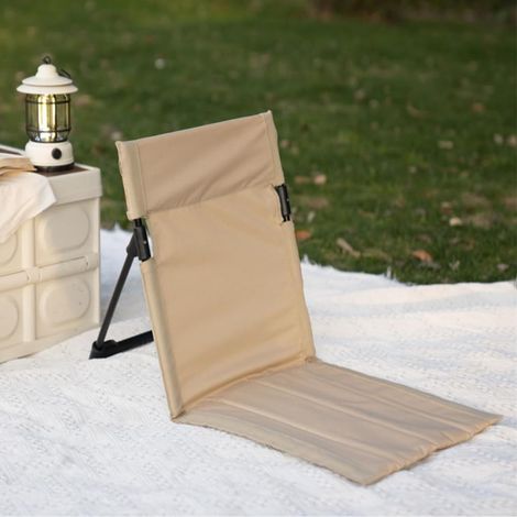 Klappstuhl 39,5 X 38,5 X 41,5 Cm Aus Aluminiumrohr In Khaki Mit Rückenlehne, Ideal Für Picknicks Am Strand Oder Auf Der Wiese, 1 Stück