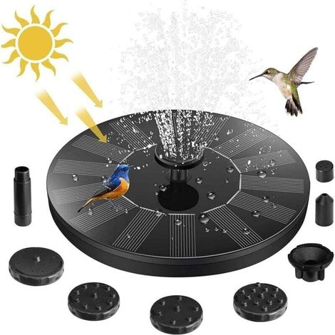 Solarbetriebene Gartenfontäne Mit 7 Düsen, Vogeltränke Für Draußen, Vogelbad, Teiche, Patio, Gartendekoration