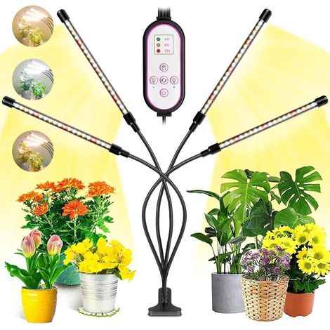 Pflanzenlampe, 2020 Neue 80 Leds 4-kopf-wachstumslampe, Automatische Zeitschaltuhr - Ein/aus Led-pflanzenlampe Für Sämlinge, Sukkulenten, Orchideen (660nm/3000k/5000k)