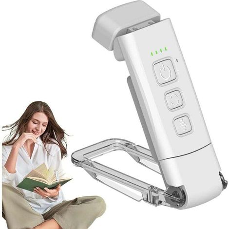Leseleuchte, 3 Farbmodi Und 5 Einstellbare Helligkeitsstufen, [timer-funktion Und Usb-aufladbar] Klemm-nachttischlampe, 80 Stunden Akkulaufzeit, (weiß)