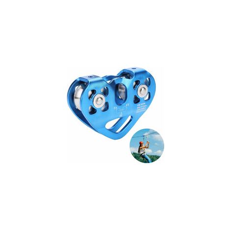 Doppelrolle Mit Laufkatze Für Rettung Und Klettern, Doppelrolle Mit Kugellager Für Fels/kletterei, Einfache Feste Aluminium-einzelrolle Mit Öse, Blau