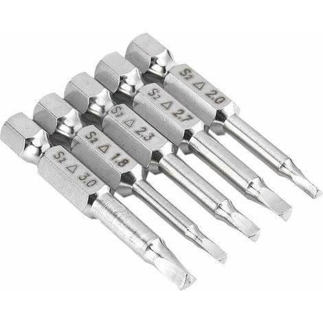 Set Aus 5 Dreieckigen Schraubendreher-bits S2 – Legierter Stahl – Sechskantschaft 6,35 Mm – Länge 50 Mm – Größen Δ1,8 Bis Δ3 Mm – Versaillesfr