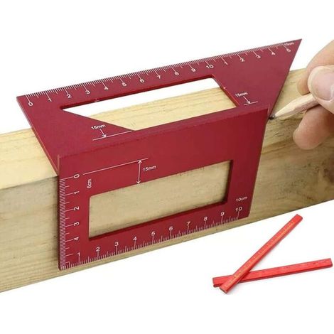 Aluminiumlegierungs-quadrat Für Die Holzbearbeitung, T-lineal, 45/90-grad-winkelmesser, Winkelmessgerät Mit 2 Holzstiften