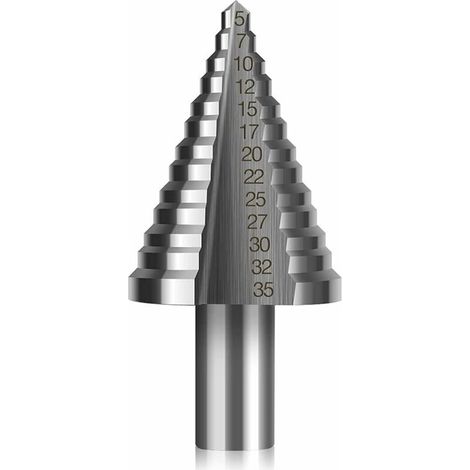 Hss-stufenbohrer, Konischer Fräser Mit Doppelter Nut (5mm-35mm) Mit Titanbeschichtung, Robust, Perfekt Für Schraubendreher-bohrungen Auf Stahl, Holz, Messing, Aluminium, Pvc (runder Schaft, 13 Mm)
