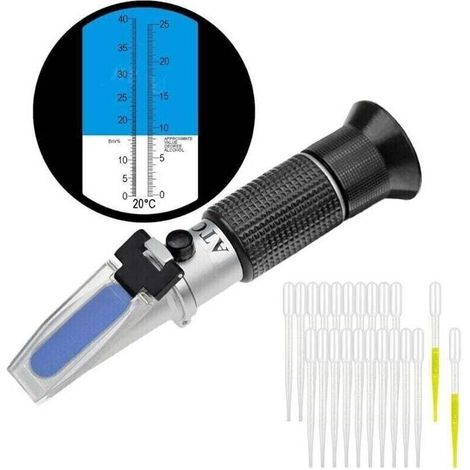 Winzer-refraktometer Für Potenziellen Alkoholgehalt: 0–25 %, Zucker: 0–40 % Mit Atc, Für Wein Und Brauen, Brix Zur Messung Des Zuckergehalts, Um Besseren Wein Herzustellen.