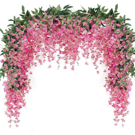 2er-set Künstliche Glyzinien-girlanden, 2 M, Für Außen- Und Innenbereich, Hochzeit, Wand, Badezimmer (bunt)