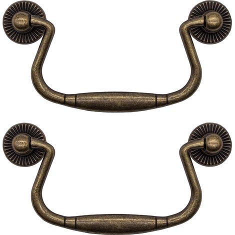 2er-set Klappbare Schubladengriffe Aus Eisen – Antikmessing-finish – Maße 81 X 48 Mm – Für Schränke Und Kommoden