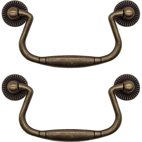 2er-set Klappbare Schubladengriffe Aus Eisen – Antike Messingoptik – Maße 81 X 48 Mm – Für Schränke Und Kommoden