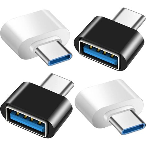 Usb-c-auf-usb-adapter – 4er-pack – Usb 3.0 Otg – Kompatibel Mit Macbook Pro, Samsung Galaxy, Type-c-handys – 2 Schwarz Und 2 Weiß