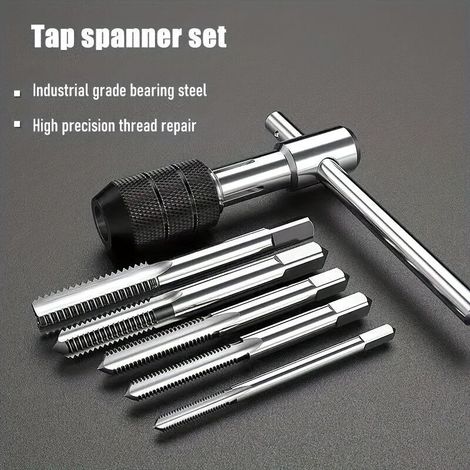 6pcs Verstellbarer T-griff Ratschen-gewindebohrer-halter Schlüssel Maschine Gewinde Stopfen In T-form Wasserhahn