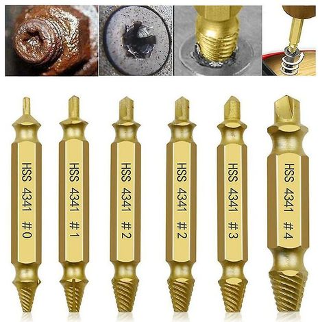 6-teiliges Bohrerkern-set, Schraubenextraktor-kit Für Gebrochene Oder Beschädigte Schrauben, Köpfe Von Schrauben Entfernen, Extraktor Für Beschädigte Schrauben Und Bolzen Zum Entfernen Gebrochener Sch