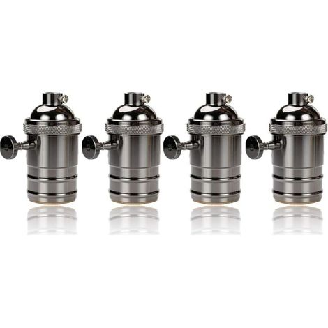 4er-set Vintage E27-fassungen Mit Schalter – Lampensockeladapter – Kupfer – Spannung 110-240v – Belastbarkeit Bis Zu 250w