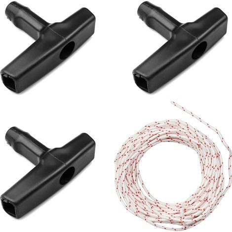 10 Meter 3mm Rückzug-startseil Mit 3 Startgriffen Für Rasenmäher, Kettensäge, Freischneider Und Benzinmotoren
