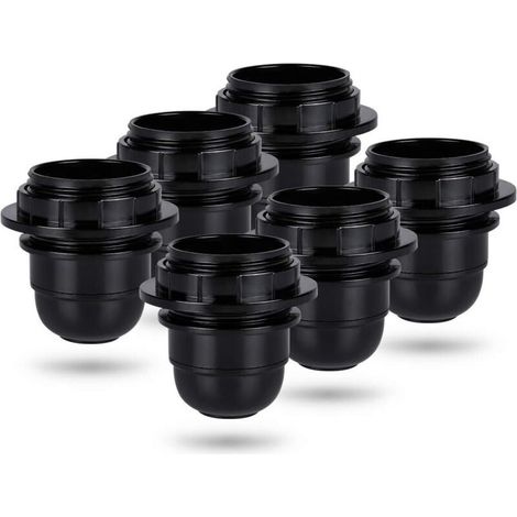 Fassung Für E27-glühbirne, Schwarz – 6er-pack Kunststofffassungen – Leistung 60w – M10x1-gewinde Für Verschiedene Leuchten