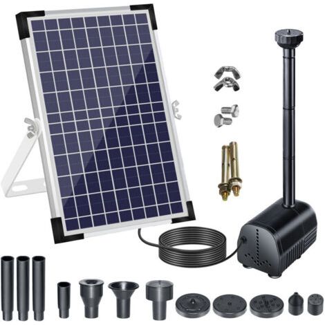 Solarpumpe Für Springbrunnen, 18 V/10 W, 1000 L/h, Mit Großem Solarpanel Und Düsen, Sauerstoffangereicherter Wasserkreislauf, Für Vogelbad/aquarium/teich/garten Fliti