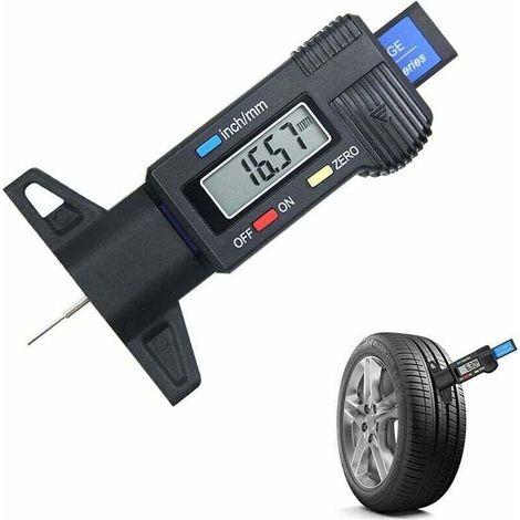 Reifentiefenmesser (schwarz), Digitaler Profiltiefenmesser, Profiltiefenmesser Mit Lcd-bildschirm, 0-25 Mm