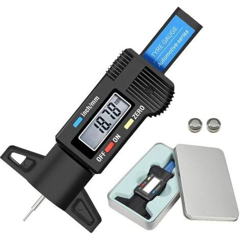 Digitale Reifentiefenmesslehre – Lcd-messgerät Metrisch/zoll 0–25,4 Mm Mit Eisengehäuse Und Ersatzbatterie Für Auto, Motorrad, Kleintransporter, Lkw