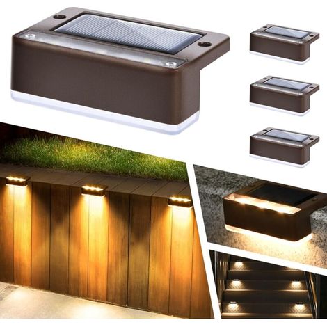 4er-set Solar-außenleuchten Für Zäune, Ip65 Wasserdicht, Led-solarlampen Für Terrasse, Veranda, Treppengeländer, Hof, Garten Und Pool (warmweiß)