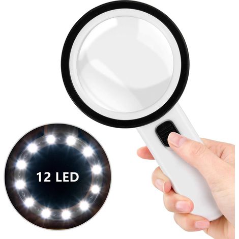Beleuchtete Lupe, Hochwertige Lupe Mit 12 Led-leuchten, Handlupe Mit Beleuchtungsfunktion 30x, Lupe Zu