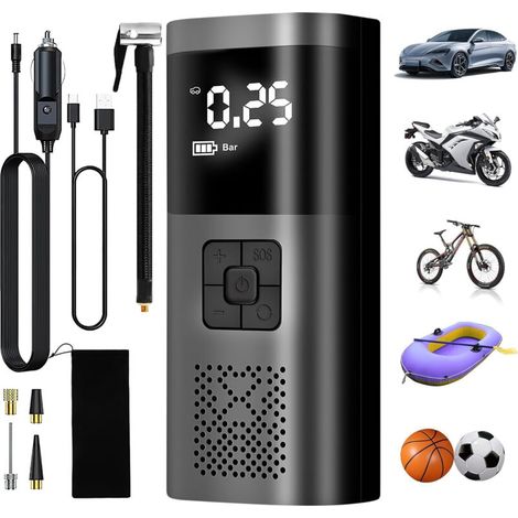 Reifenaufblaser Für Autos, 6000 Mah Tragbarer Luftloser Kompressor 150 Psi Mit Digitalem Lcd-bildschirm, Elektrische Fahrradpumpe Mit Led-lampe Für Motorräder, E-scooter Und Autos