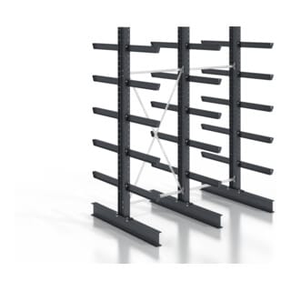 Kragarmregal schraubbar doppelseitig 2 Felder mit 5 Ebenen 2560x3550x800mm - Stier