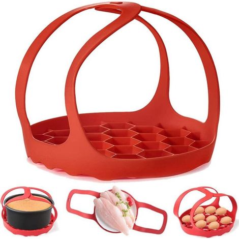 Autocuiseur Sling, Silikon-schlinge Backform 6qt/8qt Instant Pot/ninja Foodi/multifunktionskocher Verbrühungssicher Dampfgarer Heber Rack, Bpa-frei Silikon Ei-dampfgarer Rack (rot)-f